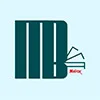 brand icon featuring a stylized book and house overlay